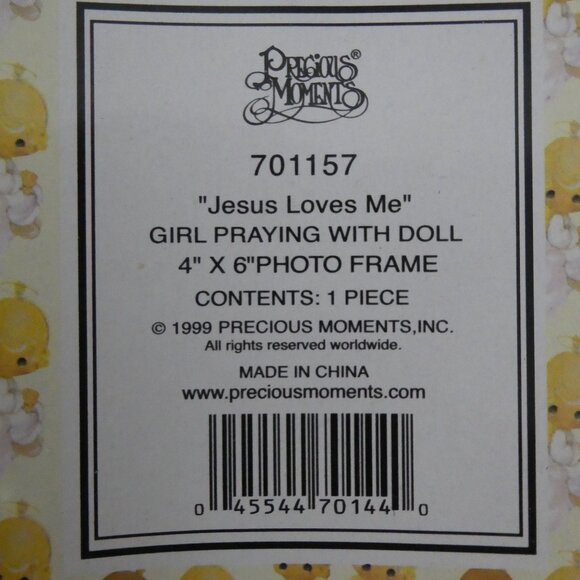 PRECIOUS MOMENTS | Jesus Loves Me | Girl Praying With Doll | 4x6" Photo Frame - Picture 3 of 13